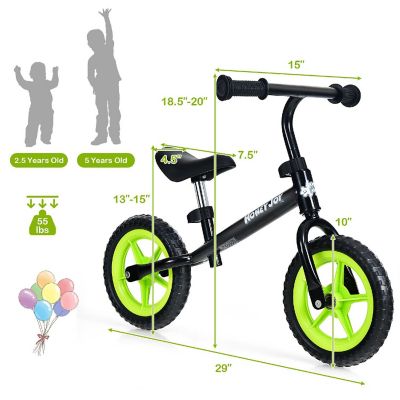 HoneyJoy Kids Balance Bike No Pedal w/ Adjustable Handlebar & Seat Black Image 2