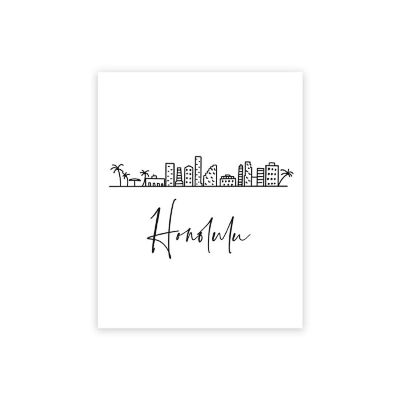Honolulu Skyline BW 16x20in 1-Pack Image 1