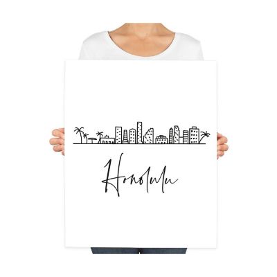 Honolulu Skyline BW 16x20in 1-Pack Image 2