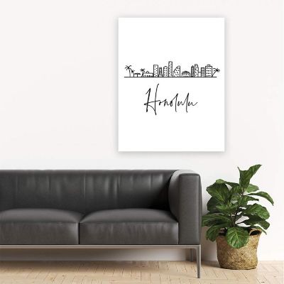 Honolulu Skyline BW 16x20in 1-Pack Image 3