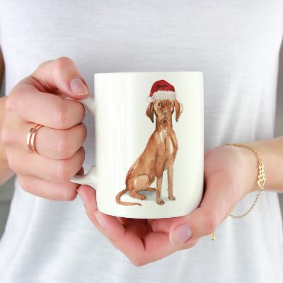 Hungarian Vizsla Santa Hat Ceramic Mug Image 1