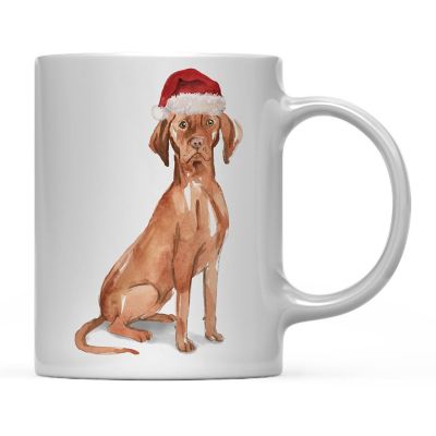 Hungarian Vizsla Santa Hat Ceramic Mug Image 2