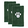 Hunter Green Embroidered Paw Small Pet Towel (Set Of 3) Image 1