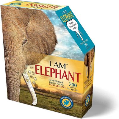 I AM Elephant 700 Piece Animal Head-Shaped Jigsaw Puzzle Image 1