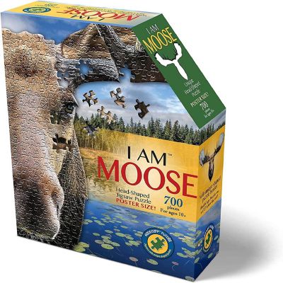 I AM Moose 700 Piece Animal Head-Shaped Jigsaw Puzzle Image 1