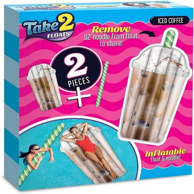 Iced Coffee Water Float & Noodle 2-in-1 Pool Blow Up Inflatable Raft Mighty Mojo Image 1