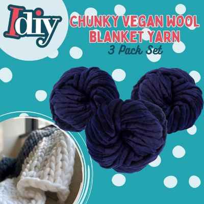 iDIY Chunky Vegan Wool Yarn 3 Pc (37 Yards Each Skein) -Navy Blue- Warm Thick Yarn for Soft Throw, Baby Blankets, Arm Knitting, Crocheting, DIYs & Art Projects Image 1