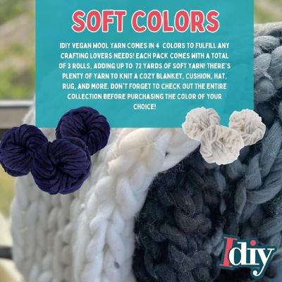 iDIY Chunky Vegan Wool Yarn 3 Pc (37 Yards Each Skein) -Navy Blue- Warm Thick Yarn for Soft Throw, Baby Blankets, Arm Knitting, Crocheting, DIYs & Art Projects Image 2