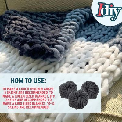 iDIY Chunky Vegan Wool Yarn 3 Pc (37 Yards Each Skein) -Navy Blue- Warm Thick Yarn for Soft Throw, Baby Blankets, Arm Knitting, Crocheting, DIYs & Art Projects Image 3