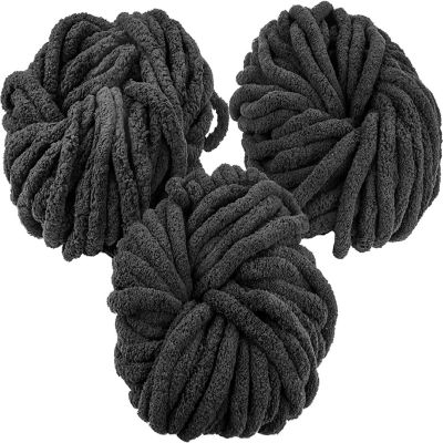 iDIY Chunky Yarn 3 Pack (24 Yards Each Skein) - Black - Fluffy Chenille Yarn Perfect for Soft Throw and Baby Blankets, Arm Knitting, Crocheting and DIY Crafts a Image 1