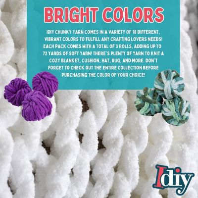 iDIY Chunky Yarn 3 Pack (24 Yards Each Skein) - Bright Yellow - Fluffy Chenille Yarn Perfect for Soft Throw and Baby Blankets, Arm Knitting, Crocheting and DIY Image 3