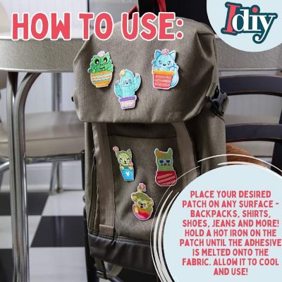 iDIY Kawaii Iron-on Cute Animals in Cactus Patches (24 Pack) - 2 of Each Design (Large 2.5&quot; and Small 2&quot;) - Sew On Patch Craft Kit for Clothing, Accessories &amp; S Image 3