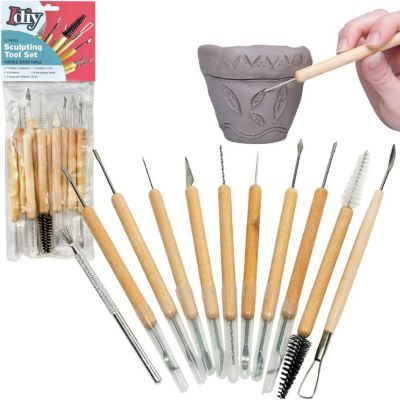 iDIY Pottery Tool Kit -11pc- 21-Tool Beginner's Clay Sculpting Set, Clay, Wood Carving, Ceramic Art Craft Project Accessories, Great Activity for all ages Image 1