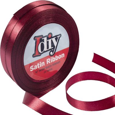 iDIY Satin Ribbon (1/2", 50 Yards) No wire, DIYs, Gift Wrapping Baskets, Wedding Decor, Sewing Projects, Hair Bows, Floral, Baby Showers, Holiday Wreath(Maroon) Image 1