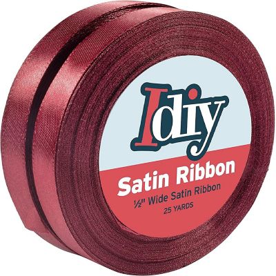 iDIY Satin Ribbon (1/2", 50 Yards) No wire, DIYs, Gift Wrapping Baskets, Wedding Decor, Sewing Projects, Hair Bows, Floral, Baby Showers, Holiday Wreath(Maroon) Image 2