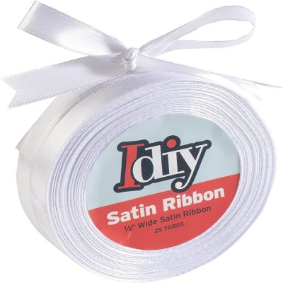 Idiy Satin Ribbon - 1/2", 50 Yards (White) - Great for DIY Crafts, Gift Wrapping, Wedding Decorations, Sewing Projects, Party, Decorative Embellishments, Hair B Image 1
