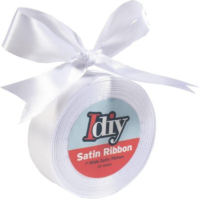 Idiy Satin Ribbon - 1", 25 Yards (White) - Great for DIY Crafts, Gift Wrapping, Wedding Decorations, Sewing Projects, Party, Decorative Embellishments, Hair Bow Image 1