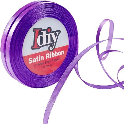 iDIY Satin Ribbon (1/4", 50 Yards) No wire, DIYs, Gift Baskets, Wedding & Party Decor, Sewing Projects, Hair Bows, Floral, Baby Showers, Holiday Wreath(Purple) Image 1