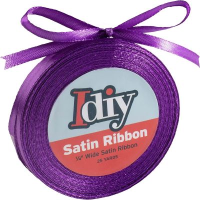 iDIY Satin Ribbon (1/4", 50 Yards) No wire, DIYs, Gift Baskets, Wedding & Party Decor, Sewing Projects, Hair Bows, Floral, Baby Showers, Holiday Wreath(Purple) Image 1