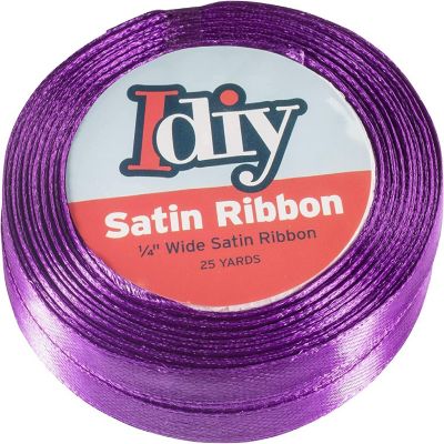 iDIY Satin Ribbon (1/4", 50 Yards) No wire, DIYs, Gift Baskets, Wedding & Party Decor, Sewing Projects, Hair Bows, Floral, Baby Showers, Holiday Wreath(Purple) Image 3