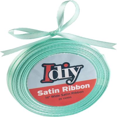 iDIY Satin Ribbon (1/4", 50 Yards) No Wire, Gift Baskets, Wedding & Party Decor, Sewing Projects, Hair Bows, Floral, Baby Showers, Holiday Wreath (Mint Green) Image 1