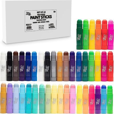 Idiy Tempera Paint Sticks (Vibrant 42 Mega Classpack) For Classroom Arts & Crafts, Draw & Paint on Wood, Paper, Ceramic, Canvas! Quick Dry, Non-Toxic, Mess Free Image 1