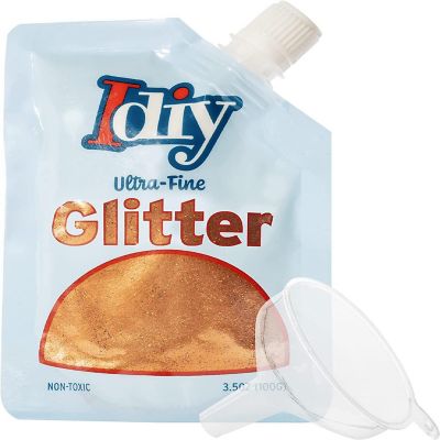 iDIY Ultra Fine Glitter (100g, 3.5 oz Pouch) w Easy-Pour Bag and Funnel - Bonfire Orange Extra Fine - Perfect for DIY Crafts, School Projects, Decorations, Resi Image 1