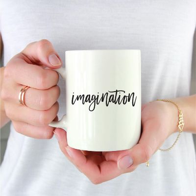 Imagination Black Calligraphy Mug Image 2