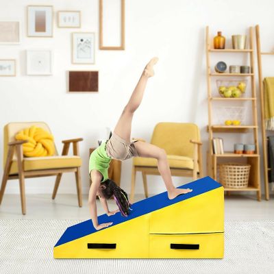 Incline Gymnastics Mat Cheese Wedge Tumbling Mat w/Zipper Handle Home Training Image 1