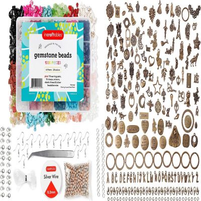 Incraftables 1000pcs Chip Crystal Beads 24 Colors Gemstones & 166pcs Bronze Charms Set for Jewelry Making, Rings & DIY Crafts Necklace, Bracelet, Bangles Image 1