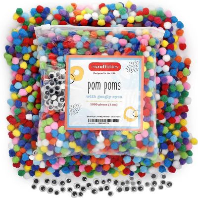 Incraftables 1500 Pcs Pom Poms with Googly Eyes Image 1