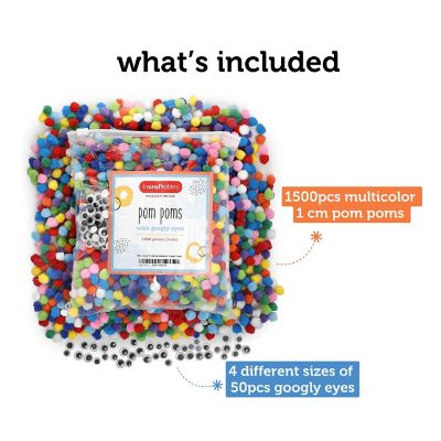 Incraftables 1500 Pcs Pom Poms with Googly Eyes Image 1