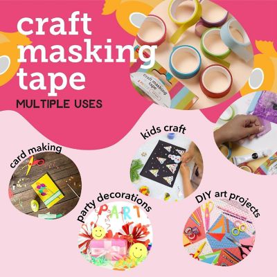 Incraftables Colored Masking Tape (8 Colors). Assorted Colorful Craft Tape 10 Feet x &#189; Inch Rolls. Rainbow Colored Painters Tape. Multi-Color Masking Tape Image 3