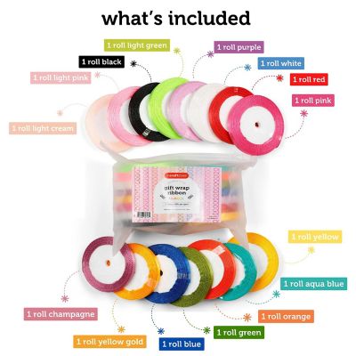 Incraftables Curling Ribbon for Gift Wrapping 15 Colors) Best for Balloons, Birthday Decor & Crafts 1/2 inch Thin String 60ft Each Color Image 1