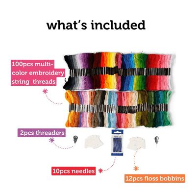 Incraftables Embroidery Floss Kit with Needles &amp; Tools &amp;#8211; 100 Pcs Image 1