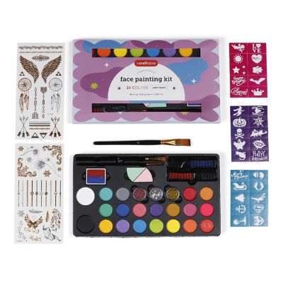 Incraftables Face Painting Kit for Kids & Adults. Face Painting Kit for Kids Party w/ Colors, Stencils, Brushes, Glitters & More. Non-Toxic Water Based Image 1