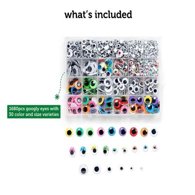 Incraftables Googly Eyes 1680 pcs (Self Adhesive) Set. Best Small & Large Colorful Sticky Wiggle Eye for DIY Arts & Crafts (4 mm to 18 mm) Image 1