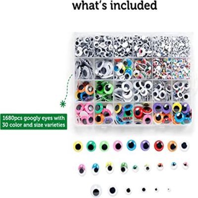 Incraftables Googly Eyes Self Adhesive 1680 pcs Set, 2000 Pcs Pom Poms with Googly Eyes & Glue Stick & 600pcs Pipe Cleaners Chenille for DIY Arts, Crafts Image 1