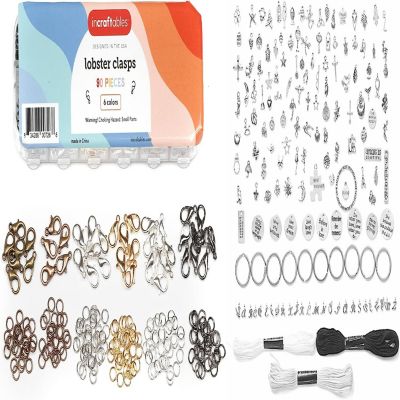 Incraftables Lobster Clasps for Jewelry Making (6 Colors) with Open Jump Rings & 166pcs Silver Charms Set for Jewelry Making. Bulk DIY Necklace, Bracelets Image 1
