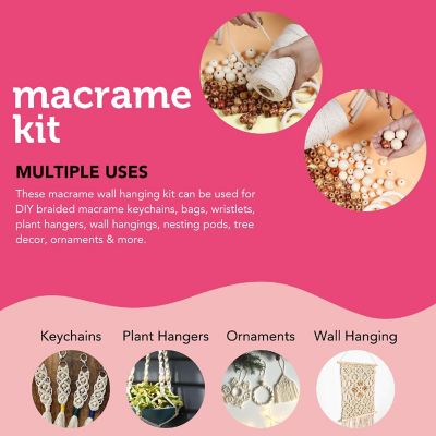Incraftables Macrame Kits for Adults Beginners & Kids. Macrame Supplies for Plant Hanger & Wall Hanging Image 3
