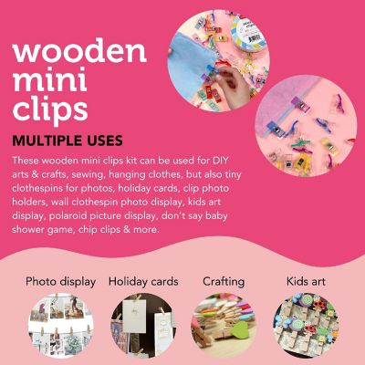 Incraftables Mini Clothes Pins for Crafts 100pcs Colored Pins for Photos Clothespins Clips for Baby Shower, Display Artwork (1&#188; inch) Image 3