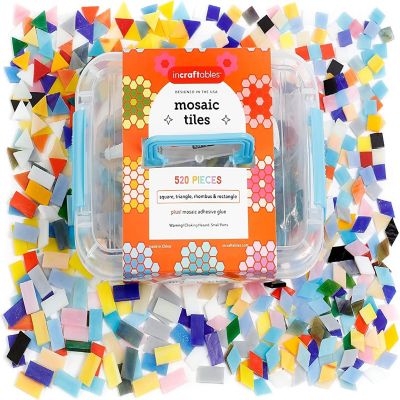 Incraftables Mosaic Tiles for Crafts (530 Pieces). Assorted Mosaic Kits for Adults & Kids. Best Supplies Stained Mosaic Glass Pieces Image 1