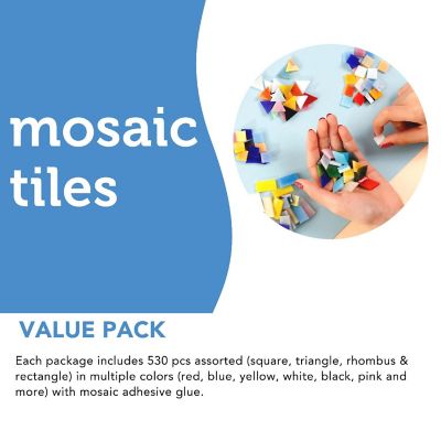 Incraftables Mosaic Tiles for Crafts (530 Pieces). Assorted Mosaic Kits for Adults & Kids. Best Supplies Stained Mosaic Glass Pieces Image 3