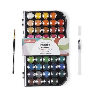 Incraftables Non-Toxic Watercolor Paint set (48 Colors). Water Color Paints for Adult & Kids w/ Refillable Water Brush Pen, Watercolor Palette & Brush. Image 1
