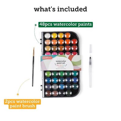 Incraftables Non-Toxic Watercolor Paint set (48 Colors). Water Color Paints for Adult & Kids w/ Refillable Water Brush Pen, Watercolor Palette & Brush. Image 2