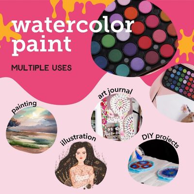 Incraftables Non-Toxic Watercolor Paint set (48 Colors). Water Color Paints for Adult & Kids w/ Refillable Water Brush Pen, Watercolor Palette & Brush. Image 3