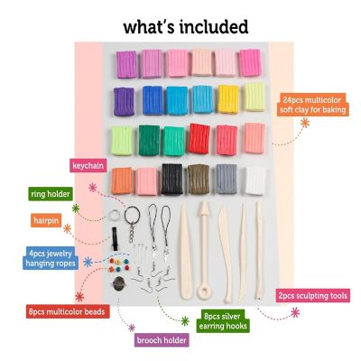 Incraftables Polymer Clay Kit (24 Colors Soft Blocks). Modeling Oven Bake Clay kit for Adults, Kids & Artists with Sculpting Tools Image 1