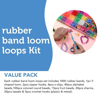 Incraftables Rubber Band Bracelet Making Kit. Rainbow Rubberband Set Y-Loom, Zipper Hook, S-Clips, Beads, Charms, Tassels & Crochet Hooks Image 2