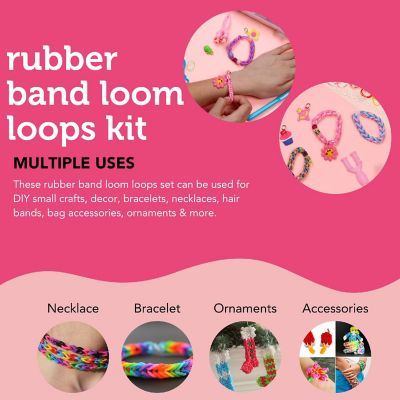 Incraftables Rubber Band Bracelet Making Kit. Rainbow Rubberband Set Y-Loom, Zipper Hook, S-Clips, Beads, Charms, Tassels & Crochet Hooks Image 3