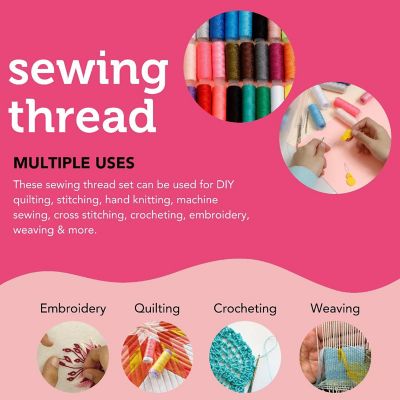 Incraftables Sewing Thread Assortment 24 Threads Set Polyester Thread for Sewing Machine (360ft per Spool). All Purpose Sewing Thread Kit Image 2